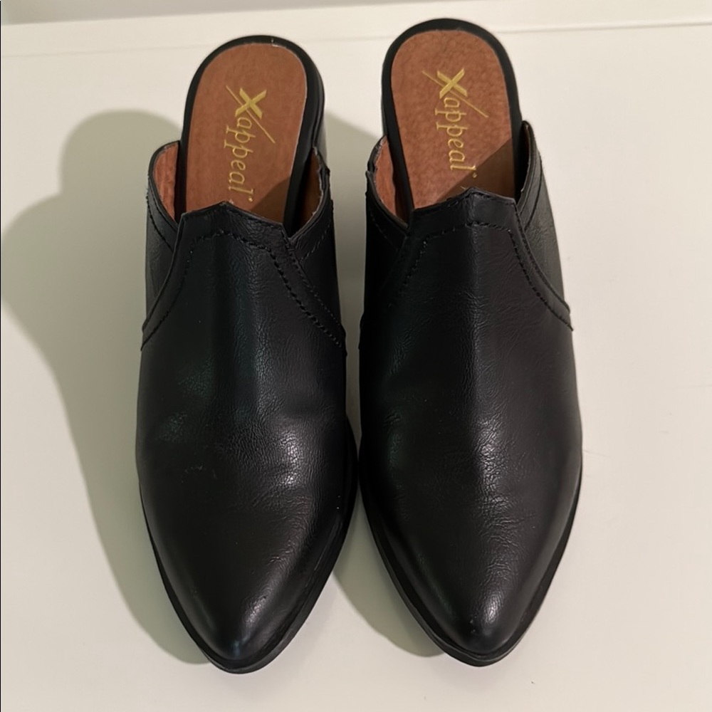 XAppeal Frankie Bootcut Block Heel Faux Leather Mules size 7